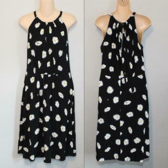 Kate Spade Daisy Print Halter Dress Black Yellow White Women's Size 10 H11549 - Picture 10 of 11